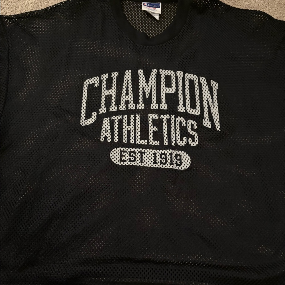 Vintage Champion Black Mesh Sports Top